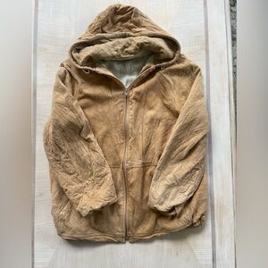 Vintage Bert Paley Ltd. Brown Suede Leather Zip-Up Hooded Jacket size 40R